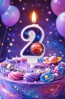 Свеча Цифра Космос "2"  9см. 1шт.