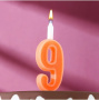 Свеча Цифра Одноцветная "9",12см. 1шт.