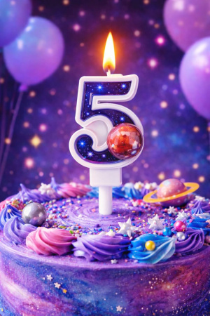 Свеча Цифра Космос "5"  9см. 1шт.
