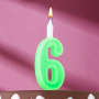 Свеча Цифра Одноцветная "6"  12см. 1шт.